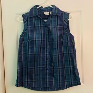 White Stag Plaid Button-Up Sleeveless Top